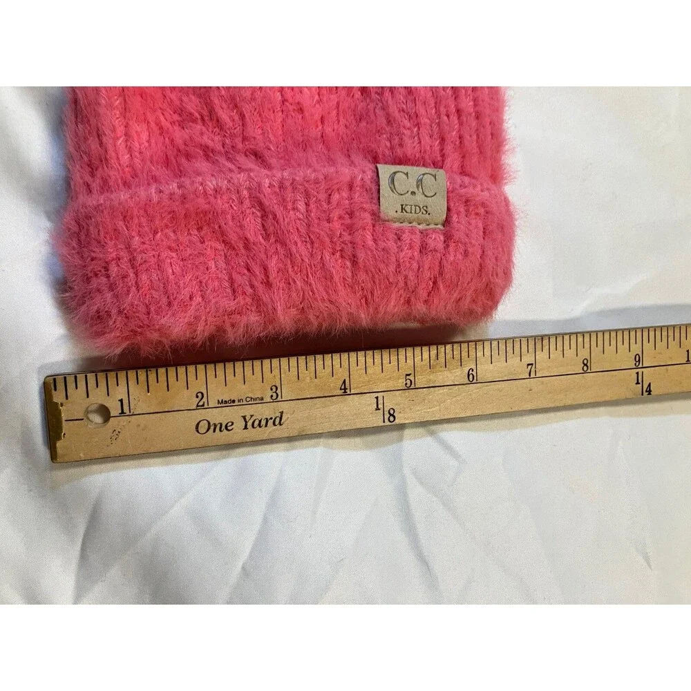 C.C. Kids Toddler Pink Soft Stretch Cable Knit Winter Beanie Hat